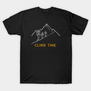 Rough Sketch Hikers Holding Hands on Mountain Top T-Shirt