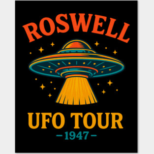 Roswell UFO Tour 1947 Vintage Alien Halloween Posters and Art
