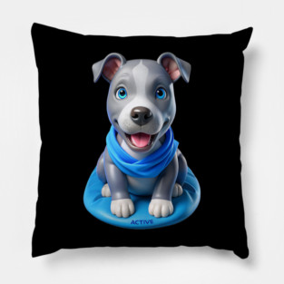 Adorable American Bluenose Pitbull Puppy Cartoon | Cute Dog Lover Gift Pillow