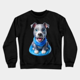 Adorable American Bluenose Pitbull Puppy Cartoon | Cute Dog Lover Gift Crewneck Sweatshirt