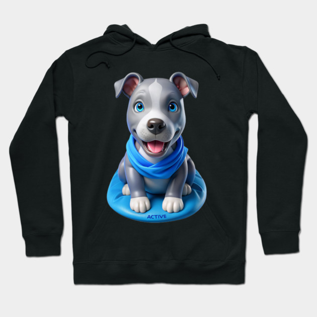 Adorable American Bluenose Pitbull Puppy Cartoon | Cute Dog Lover Gift Hoodie by IamActiveDog