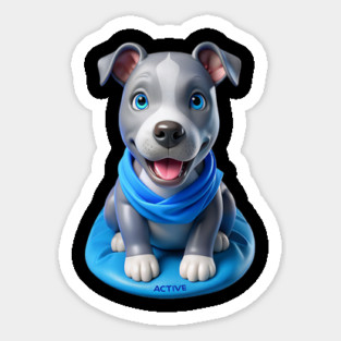 Adorable American Bluenose Pitbull Puppy Cartoon | Cute Dog Lover Gift Magnet
