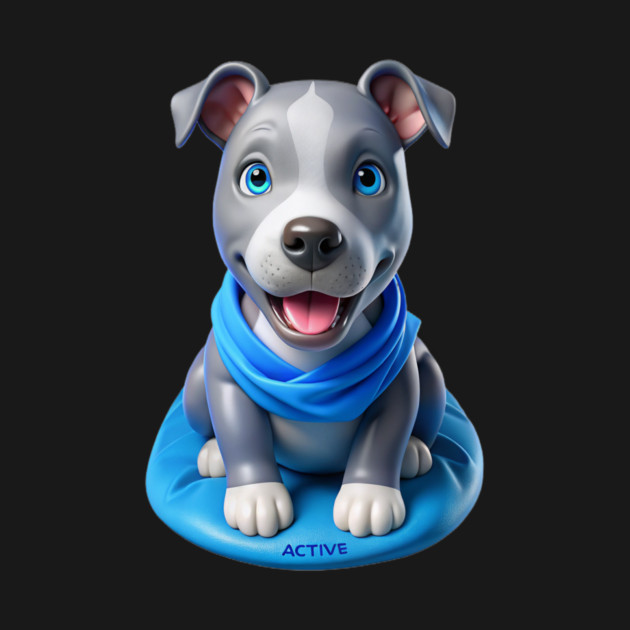 Adorable American Bluenose Pitbull Puppy Cartoon | Cute Dog Lover Gift by IamActiveDog
