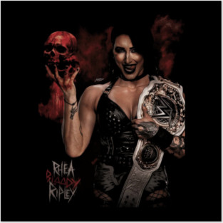 Rhea Ripley Bloody Skull Posters and Art