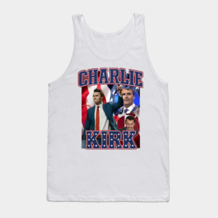Charlie Kirk Bold Patriotic Stars & Stripes Collage Design Tank Top