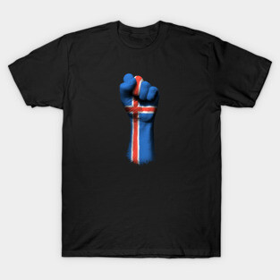 Flag of Iceland on a Raised Clenched Fist T-Shirt
