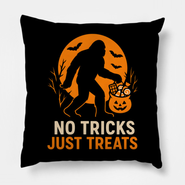 No Tricks Just Treats Bigfoot Halloween Costume Graphic Pillow by MakerMind8.2
