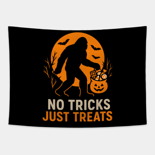 No Tricks Just Treats Bigfoot Halloween Costume Graphic Tapestry by MakerMind8.2