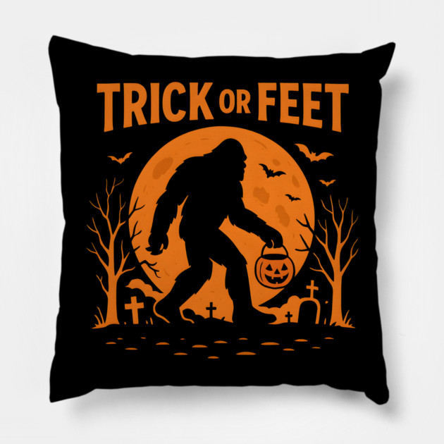 Trick or Feet Bigfoot Halloween Costume Pun Graphic Pillow by MakerMind8.2