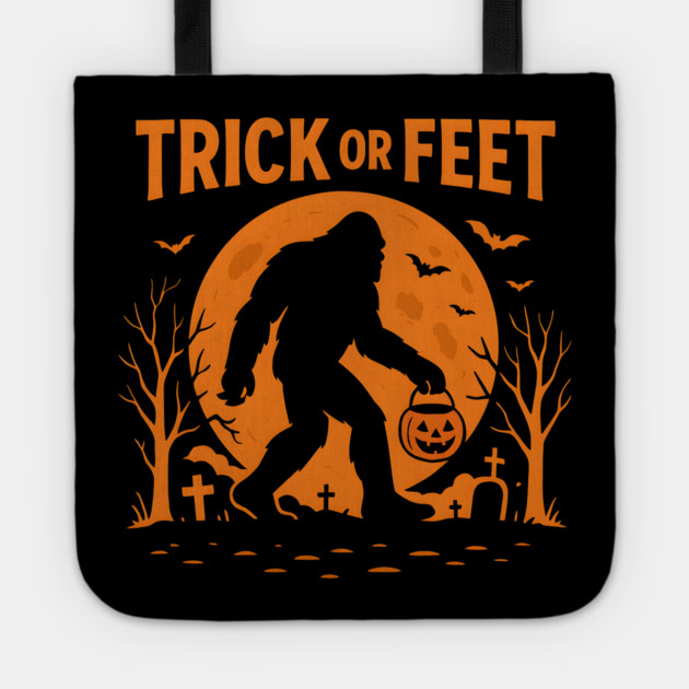 Trick or Feet Bigfoot Halloween Costume Pun Graphic Tote by MakerMind8.2