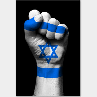 Flag of Israel on a Raised Clenched Fist Posters and Art