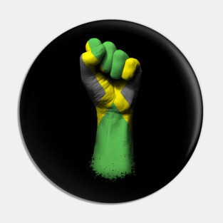 Flag of Jamaica on a Raised Clenched Fist Pin
