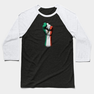 Flag of Mexico on a Raised Clenched Fist Baseball T-Shirt