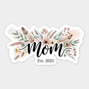 Mom Est. 2025 - Boho Style Sticker