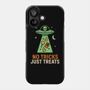 No Tricks Just Treats Alien UFO Halloween Artwork Phone Case