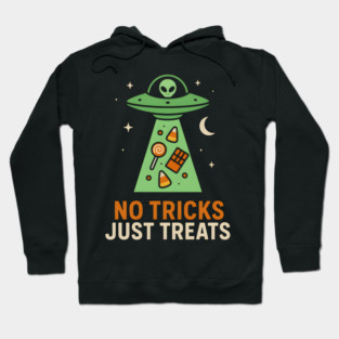 No Tricks Just Treats Alien UFO Halloween Artwork Hoodie
