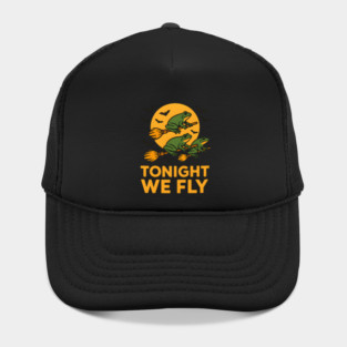 Tonight We Fly Funny Frog Halloween Artwork Hat