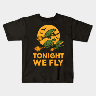 Tonight We Fly Funny Frog Halloween Artwork Kids T-Shirt