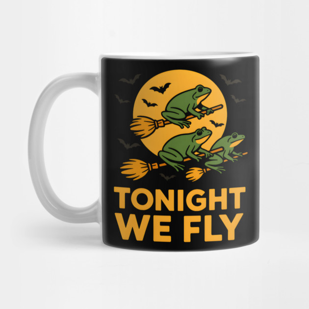 Tonight We Fly Funny Frog Halloween Artwork by MakerMind8.2