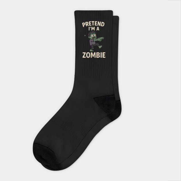 Pretend I’m a Zombie Funny Halloween Costume Artwork Socks by MakerMind8.2
