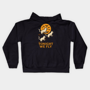 Tonight We Fly Funny Cat Halloween Artwork Kids Hoodie