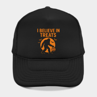I Believe in Treats Funny Bigfoot Halloween Artwork Hat