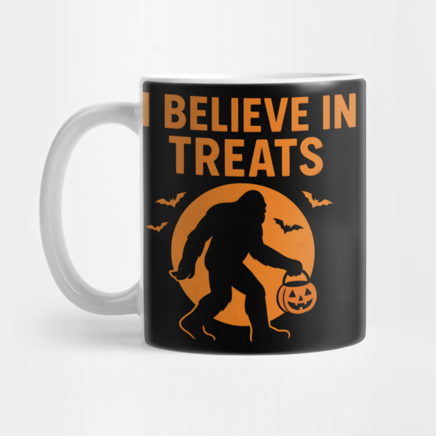 I Believe in Treats Funny Bigfoot Halloween Artwork by MakerMind8.2