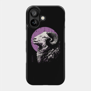 Majestic Ram Japanese Art | Purple Moon Ukiyo-e Style Phone Case