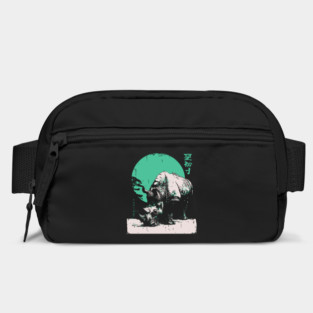Strong Rhino Japanese Art | Green Moon Safari Ukiyo-e Style Bag