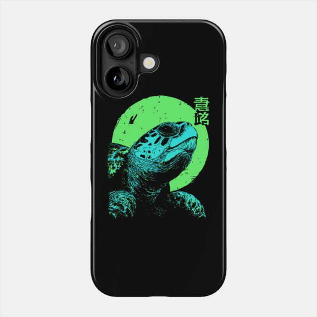 Ancient Turtle Japanese Art | Green Moon Ukiyo-e Style Phone Case by TuncGK