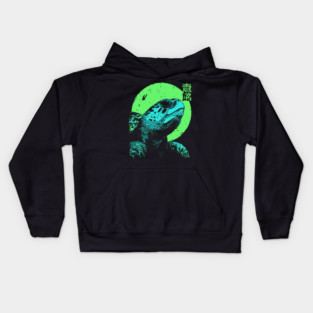 Ancient Turtle Japanese Art | Green Moon Ukiyo-e Style Kids Hoodie