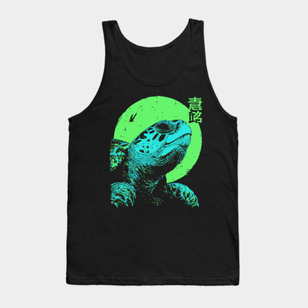 Ancient Turtle Japanese Art | Green Moon Ukiyo-e Style Tank Top by TuncGK