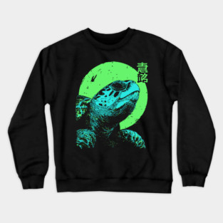 Ancient Turtle Japanese Art | Green Moon Ukiyo-e Style Crewneck Sweatshirt