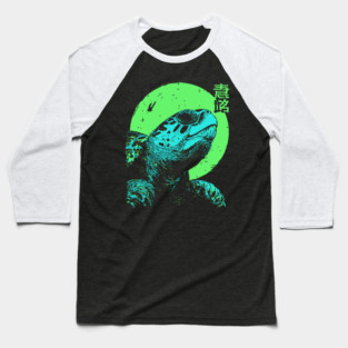 Ancient Turtle Japanese Art | Green Moon Ukiyo-e Style Baseball T-Shirt