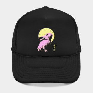 Playful Rabbit Japanese Art | Yellow & Pink Ukiyo-e Style Hat