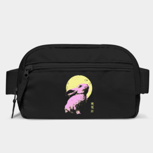 Playful Rabbit Japanese Art | Yellow & Pink Ukiyo-e Style Bag