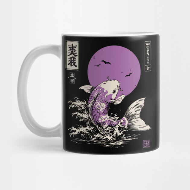 Vibrant Salmon Japanese Art | Blue Ocean Waves Ukiyo-e Style by TuncGK