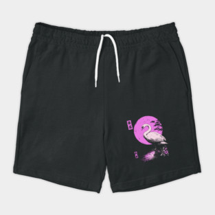 Graceful Swan Japanese Art | Pink Lake Ukiyo-e Style Shorts