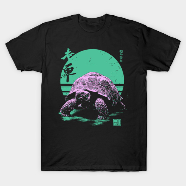 Ocean Sea Turtle Japanese Art | Neon Green Ukiyo-e Style T-Shirt by TuncGK