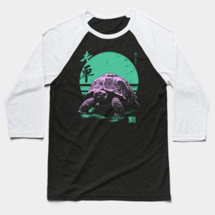 Ocean Sea Turtle Japanese Art | Neon Green Ukiyo-e Style Baseball T-Shirt