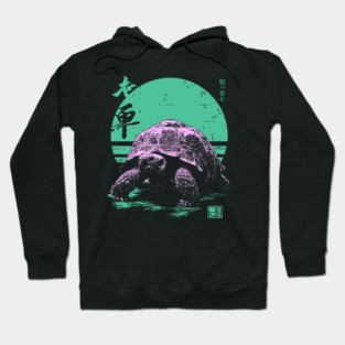 Ocean Sea Turtle Japanese Art | Neon Green Ukiyo-e Style Hoodie