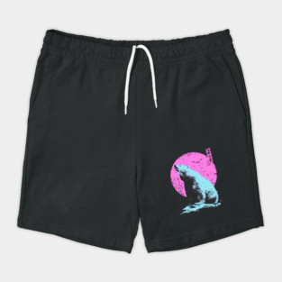 Vibrant Polar Bear Japanese Art | Pink & Blue Ukiyo-e Style Shorts