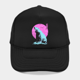 Vibrant Polar Bear Japanese Art | Pink & Blue Ukiyo-e Style Hat