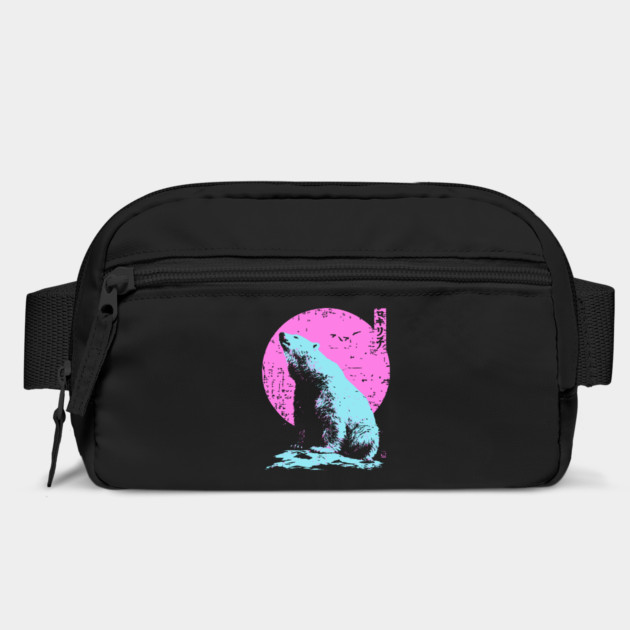 Vibrant Polar Bear Japanese Art | Pink & Blue Ukiyo-e Style by TuncGK