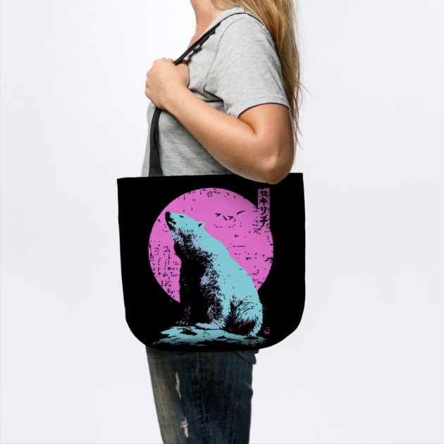 Vibrant Polar Bear Japanese Art | Pink & Blue Ukiyo-e Style by TuncGK