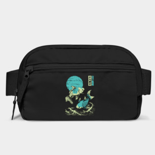 Elegant Koi Fish Japanese Art | Purple Waves Ukiyo-e Style Bag