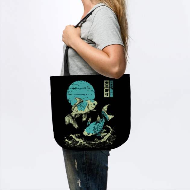 Elegant Koi Fish Japanese Art | Purple Waves Ukiyo-e Style by TuncGK