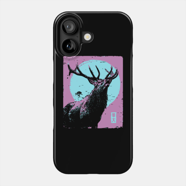 Regal Stag Deer Japanese Art | Purple & Blue Ukiyo-e Style Phone Case by TuncGK