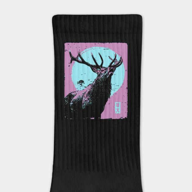 Regal Stag Deer Japanese Art | Purple & Blue Ukiyo-e Style by TuncGK