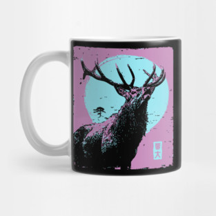 Regal Stag Deer Japanese Art | Purple & Blue Ukiyo-e Style Mug